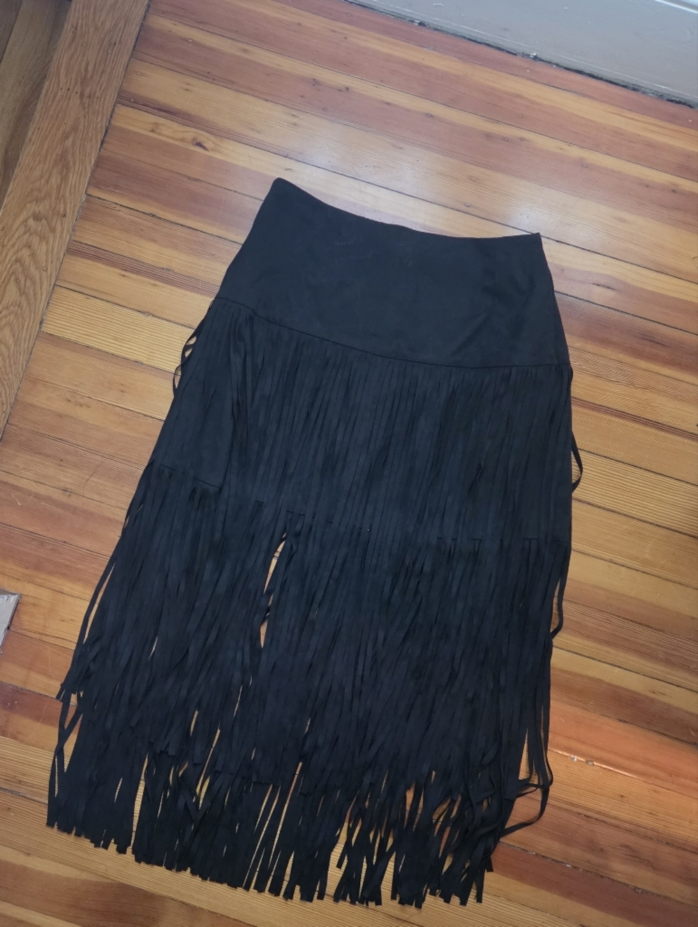 Black Fringe Maxi Skirt - Women